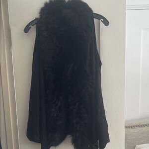 Diane Von Furstenberg Black Fur-Trimmed Cardigan